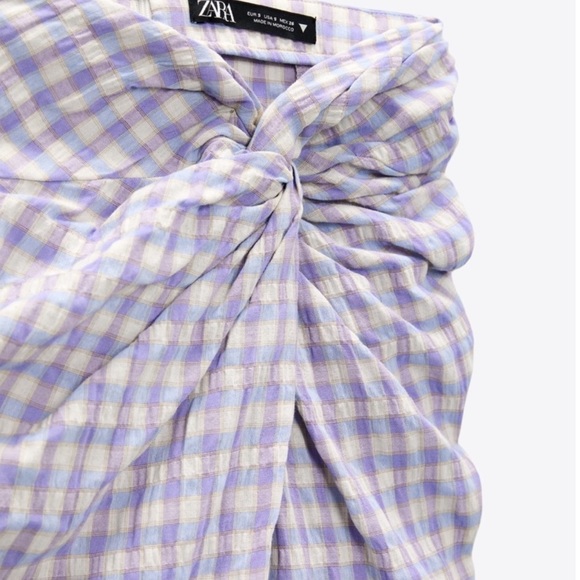 ZARA Multicolored Gingham Knot Skirt - Picture 8 of 9